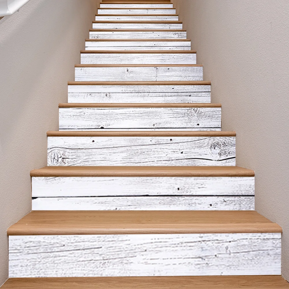 Floor Stickers Sticker Decoration 6 Pcs/13 Pcs Stair Stickers Riser Staircase Sticker For Stairway Covering PVC Home Staircase Renovation Decor Treads