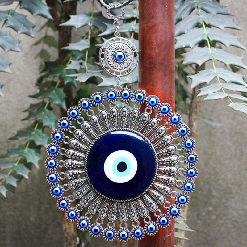 Turkish Blue for Evil Eye Decor Wall Hanging Pendant Amulets Ornament for Key Ring Home Garden for Protection Blessing Lucky Gif 4