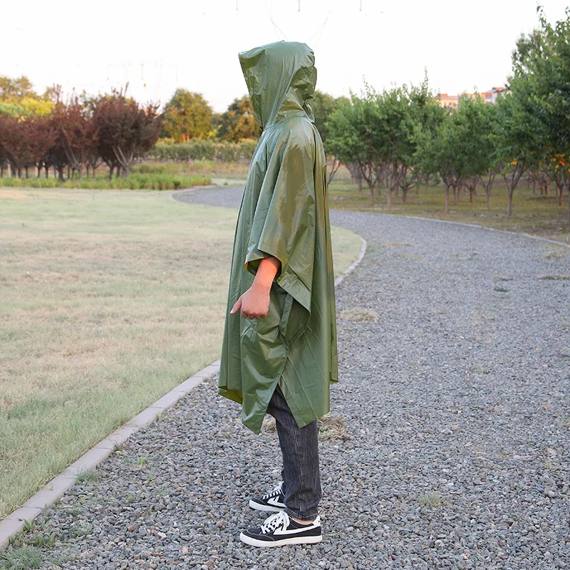 Raincoat Poncho 3 in 1 Outdoor Raincoat Hooded Sleeve Waterproof Rain Poncho Motorcycle Rain Cover Camping Hiking Travel Rainwear Tent