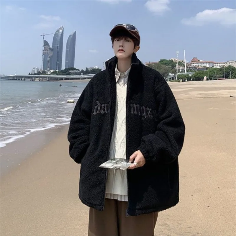 남성용 아메리칸 하이 스트리트 레트로 코트, 시니어 프라이드 스트리트 재킷, Y2K 패션 트렌드 플러스 사이즈 양털 코트, 의류 스트리트웨어