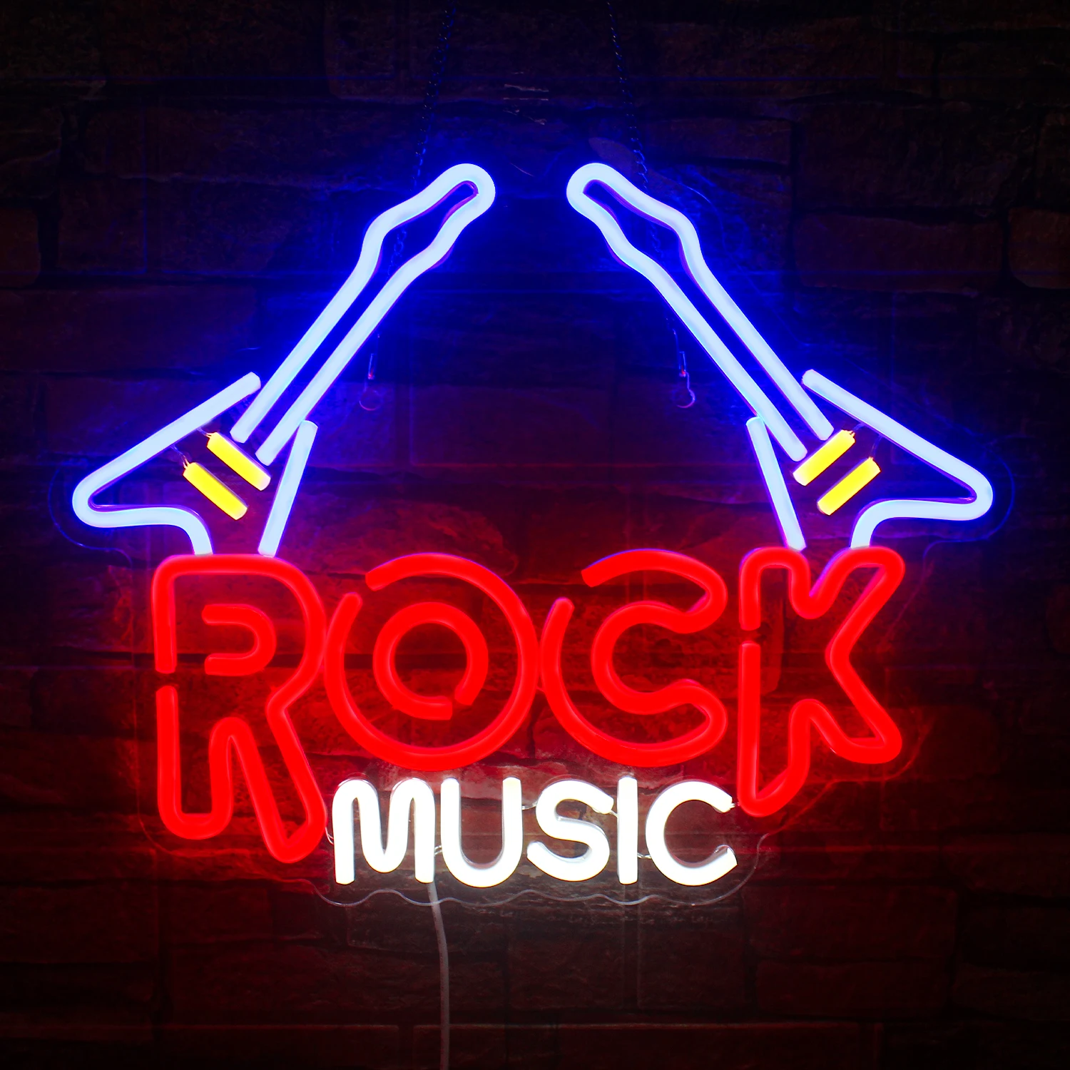 

Rock Music Neon Sign Guitar Neon Lights Signs Live Music for Music Studio Rock Music Concert Bar Club Wedding Party Neon Decor