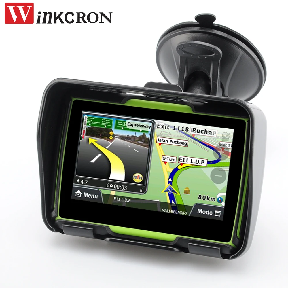 Motorcycle Car GPS Navigation 4307 IPX7 Waterproof Bluetooth GPS Navigator Tracker Bullit in RAM 1G ROM 8GB FM free igo Map