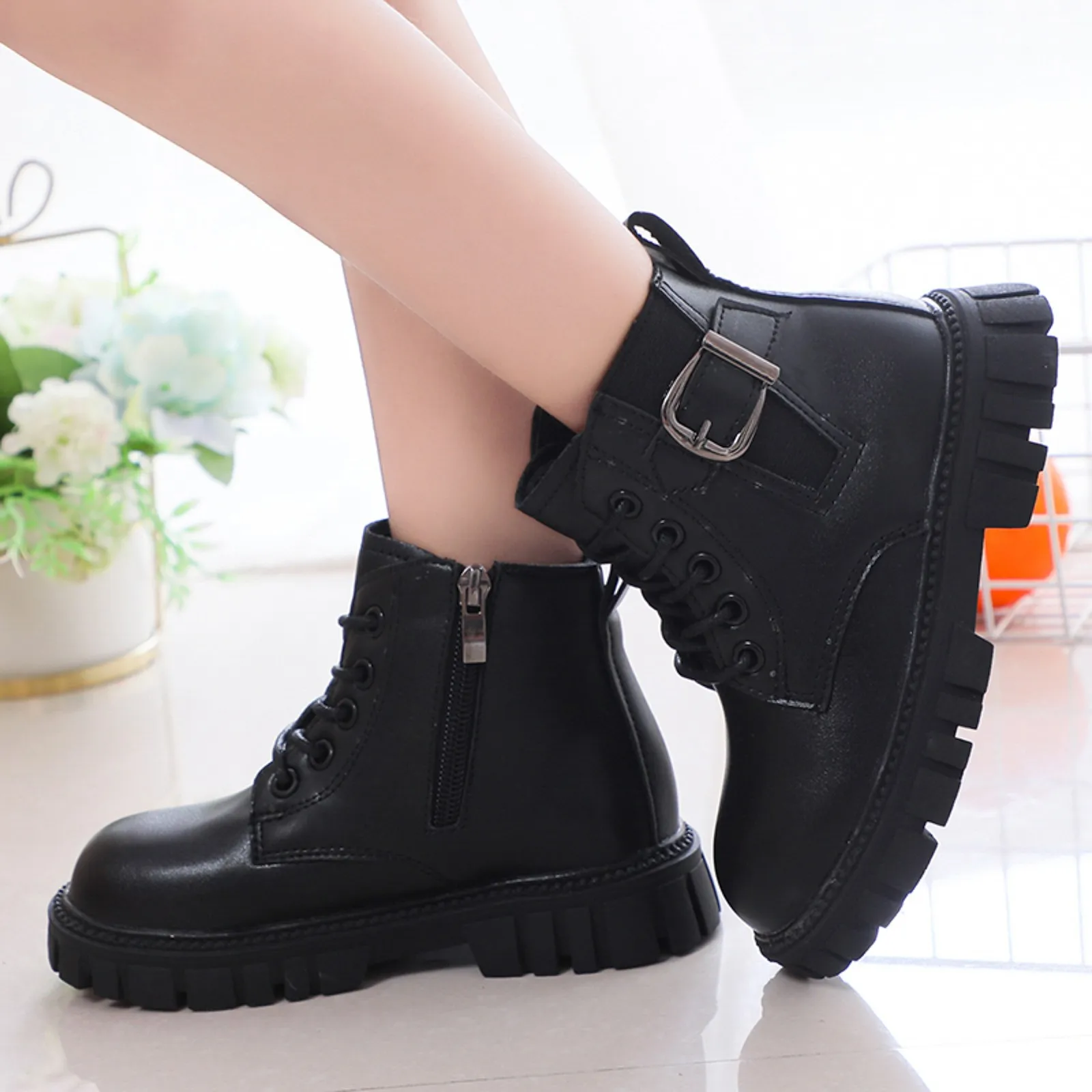 Girls Comfortable Casual Leather Ankle Boots