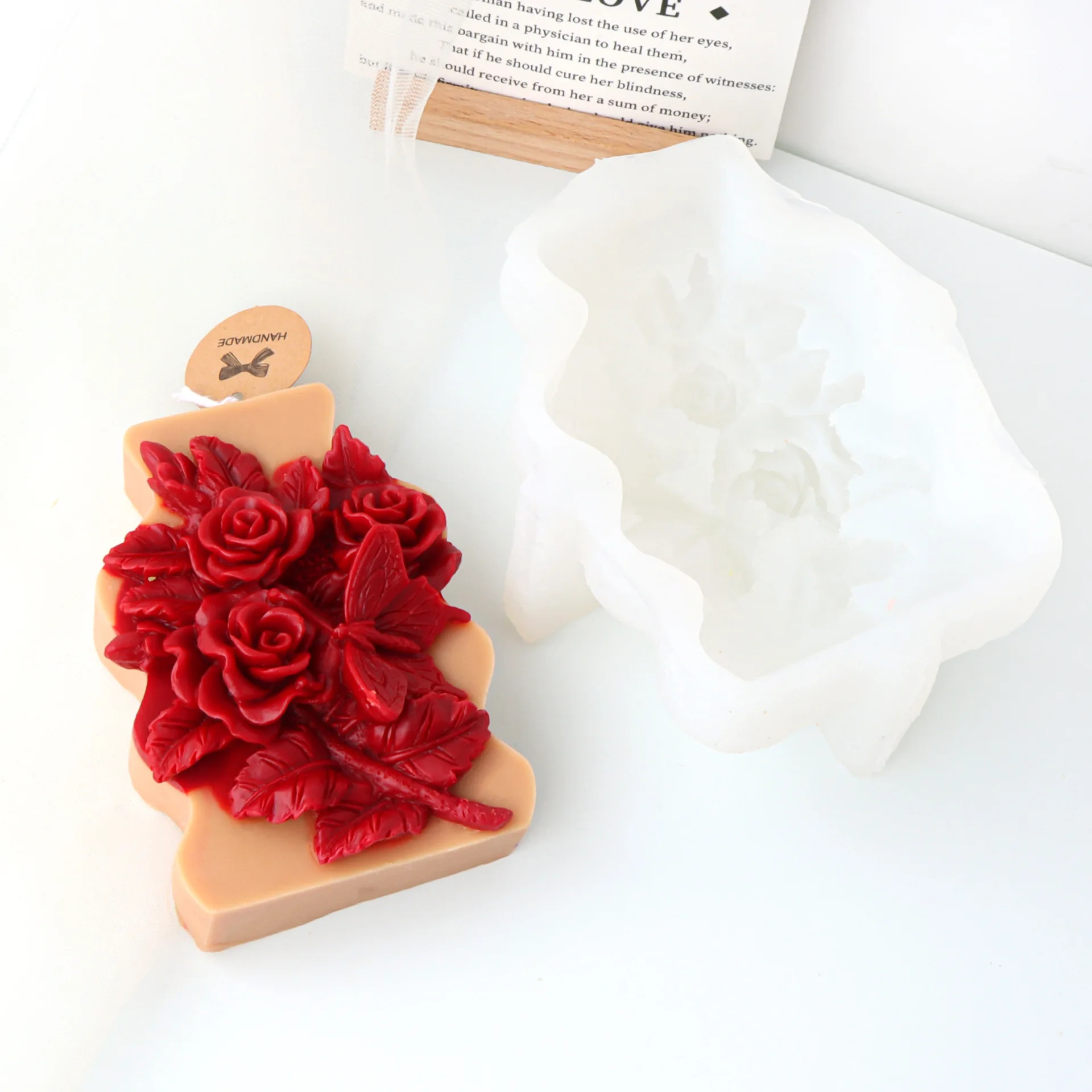 

Relief Rose Sunflower Candle Silicone Mold Gypsum form Carving Art Aromatherapy Plaster Home Decoration Mold Gift Handmade