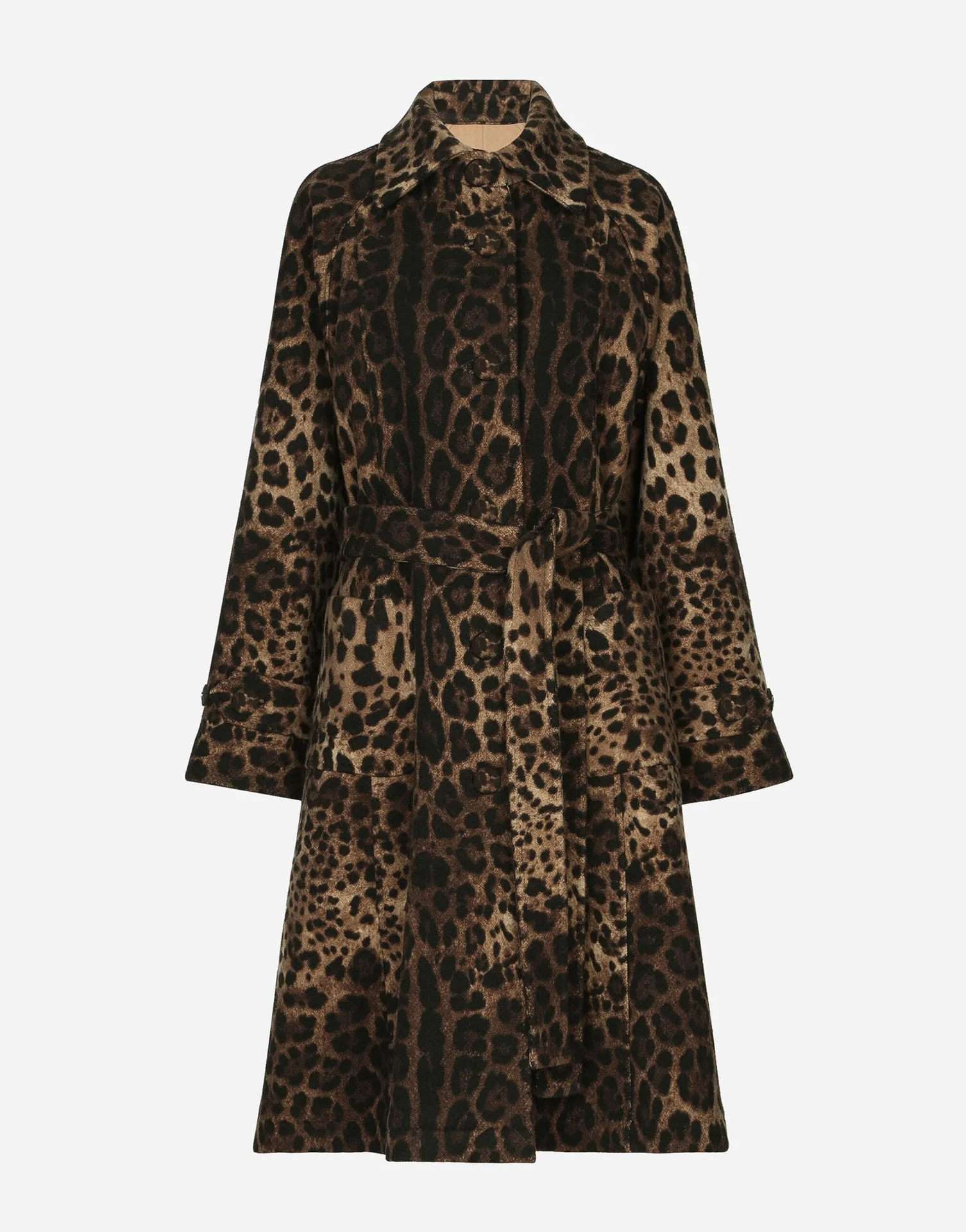 

2023 Women's Clothing Leopard Print Lapel Waist Belt Jacket Winter New Style
