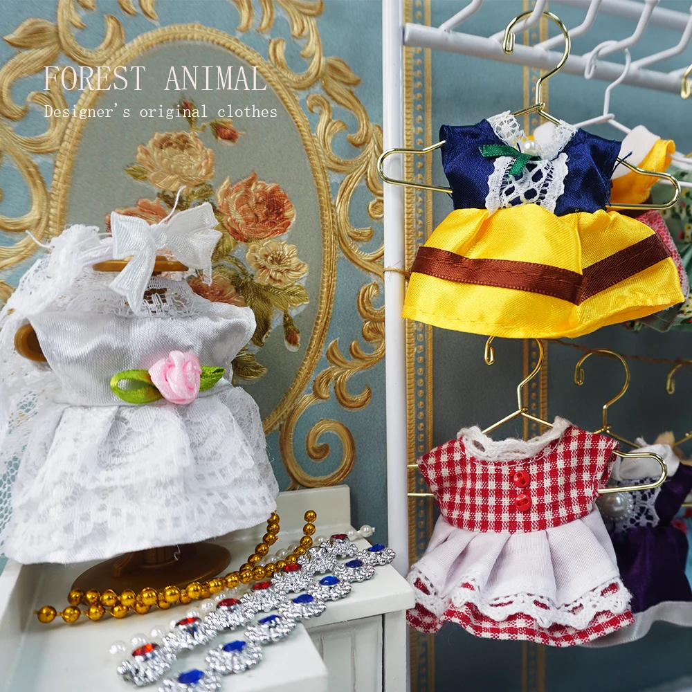 Doll Clothes Dress Dollhouse Accessories 1:12 Forest Animal Family Clothes Fashion Daily Wear