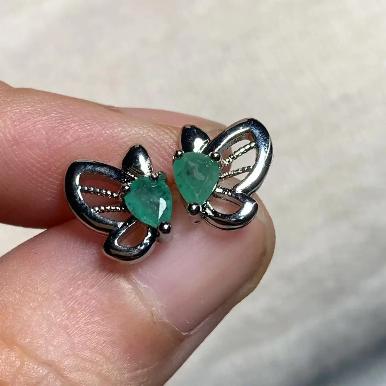 5*3MM Natural Emerald Earrings 925 Silver Stud Earring For Women 925 Sterling Silver Cute Gift Prevent Allergy Fine Jewelry