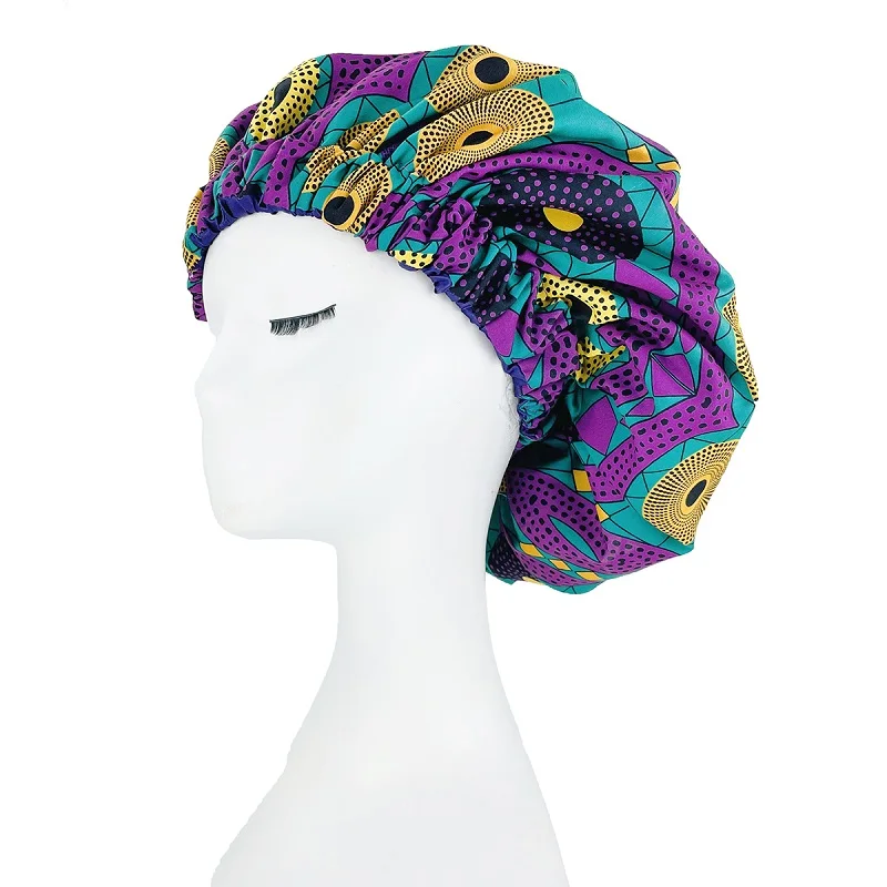 New Extra Large Satin Lined Bonnet Women Big Size Beauty Print Satin Silk Bonnet Sleep Night Cap Head Cover Bonnet Hat Wholesale