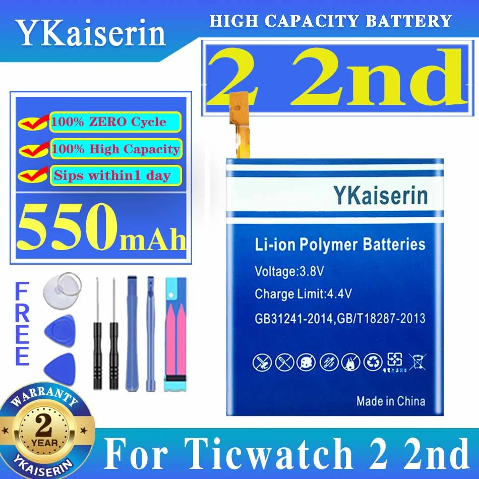 

YKaiserin Battery For Ticwatch 1 2 E S Ticwatch1 46mm Ticwatch 2 2nd for TicwatchE TicwatchS Watch Bateria