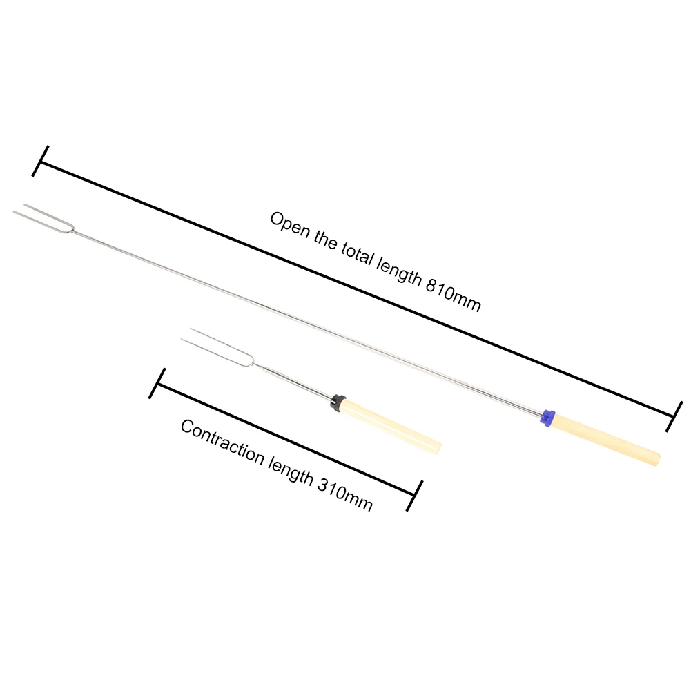 Outdoor BBQ Forks 5x Telescopic U-Shaped Camping Barbecue Roasting Stick Kitchen Picnic Tool Easily Carrying BBQ Tools