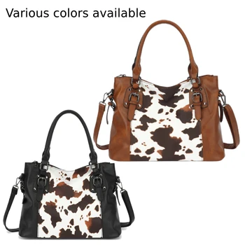 Purses Tote Bag For Women, Handbags PU Leather Large Shoulder Bag,  Cow Pattern Work Bags With Multi-Pockets, Designer Hobo Satc 1