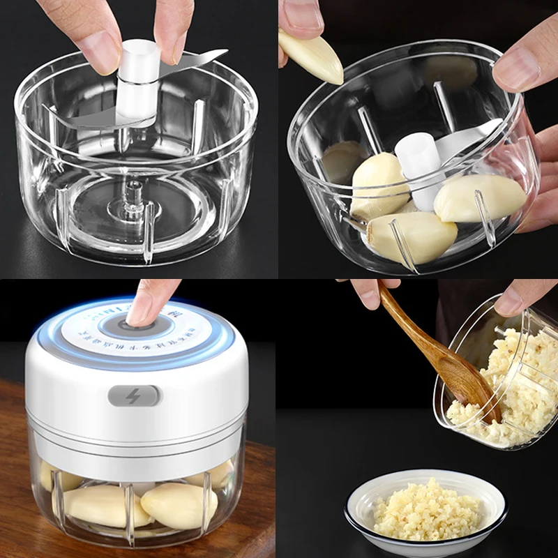 Electric Food Mixer Kitchen Garlic Chopper Meat Garlic Masher Press Vegetable Chili Chopper Press Mini Masher Machine