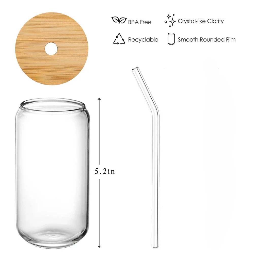 Glass Mocha Transparent Bubble Tea Cup with Straw Cover High Borosilicate Glass Cup