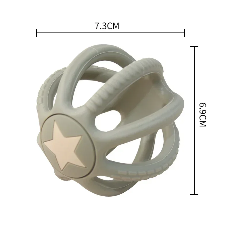 Baby Toy Food Grade BPA Free Silicone Teether Ball Natural Silicone Chew Toy Safety Ball Hollow Toy 3