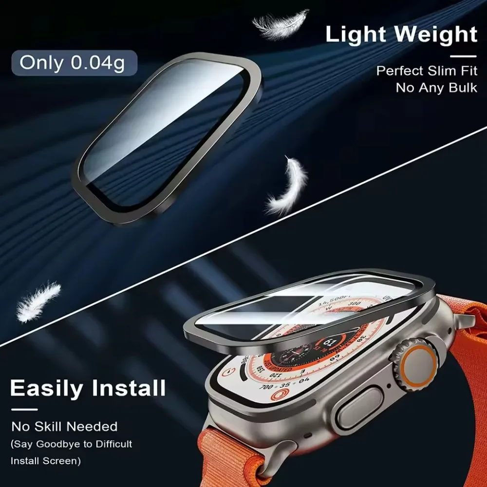 Apple Watch Ultra 3 2 1용 강화 유리 케이스 49mm 화면 보호기 긁힘 방지 커버 프레임+HD 강화 유리 필름 보호
