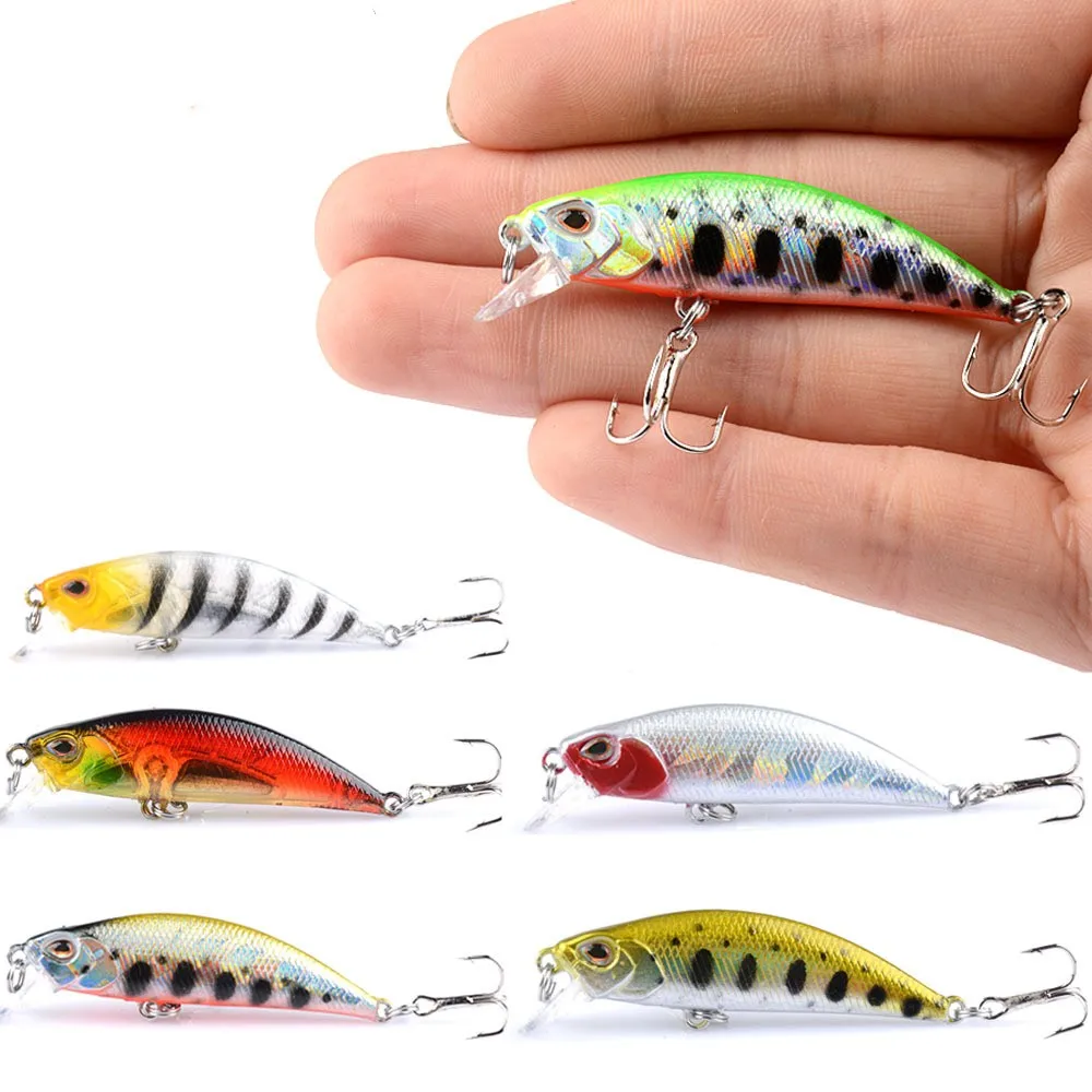 Lot De 5 Leurres De Pêche Minnow - Leurres Plongeants Wobblers - Hameçon Taille 6 - Pour Carnassiers