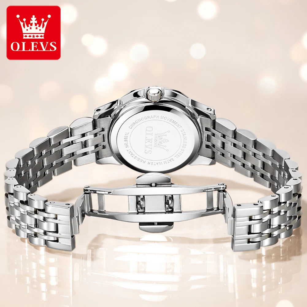 OLEVS Elegant Fashion Women's Watches Luxury Brand Original Quartz Watch for Ladies Waterproof Stainless Steel Luminous Date 2