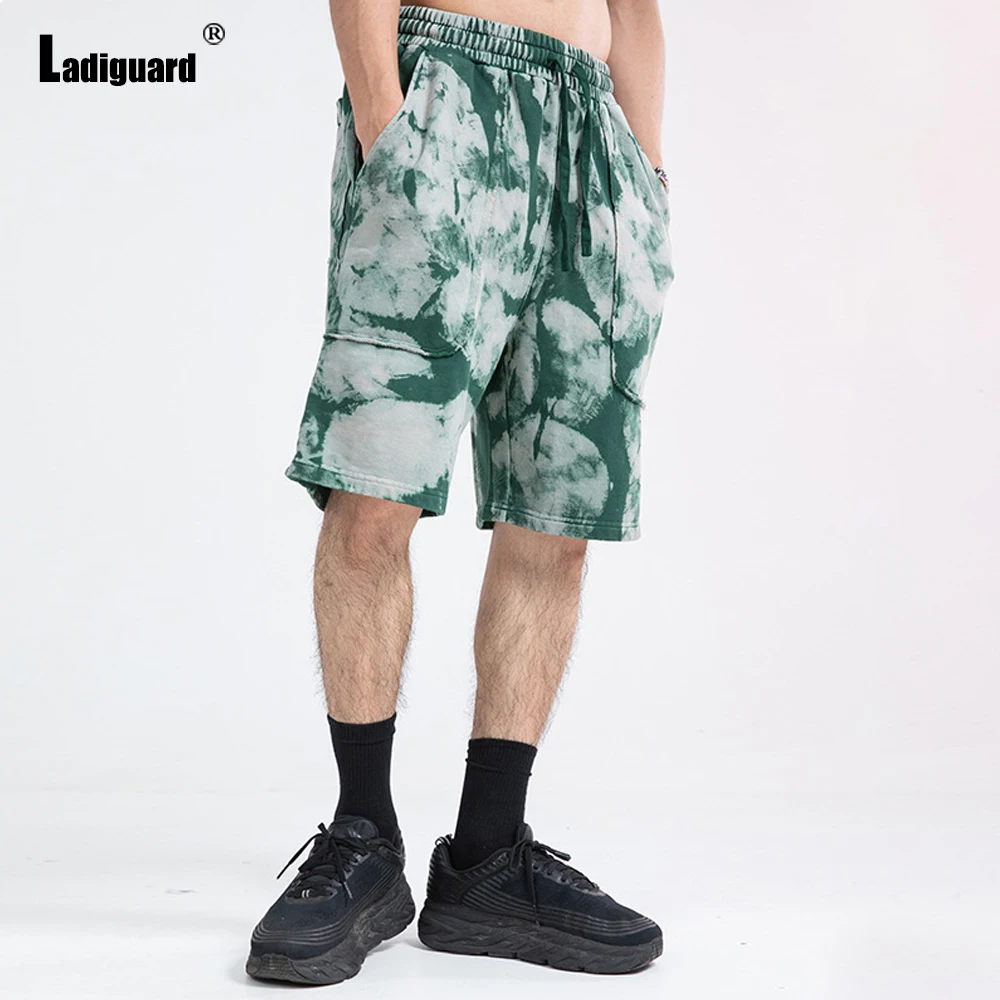 Ladiguard Men Fashion Leisure Shorts Trend 2022 Summer New Casual Stand Pocket Tie Dry Half Pants Sexy Drawstring Shorts Homme mens casual shorts