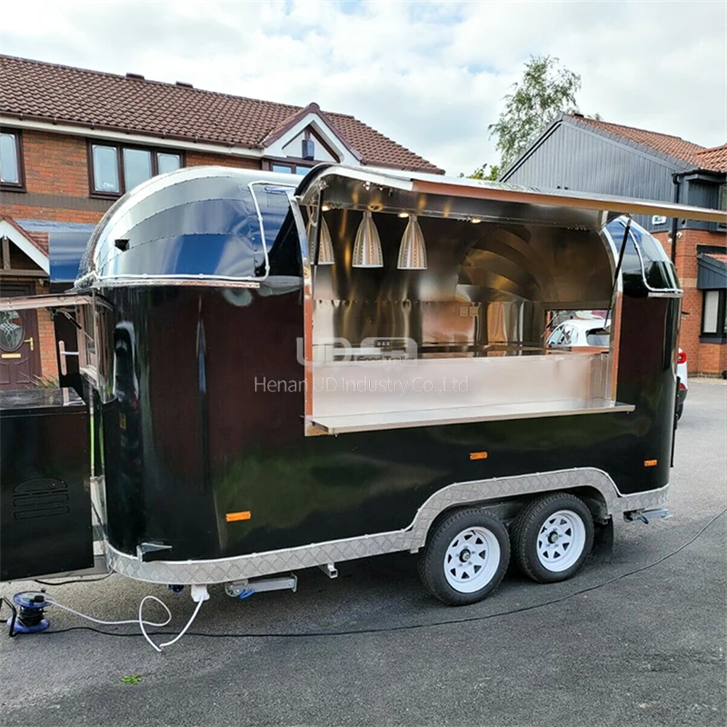 horse food trailer fully equipped mobile dining car food truck for europe vendors hot dog food cart burger food truck for sale Hot Sale Airstream Food Truck Europe Street Mobile Kitchen Food Trailer Snack Sushi Hot Dog Cart Taco Truck Fully Equipped