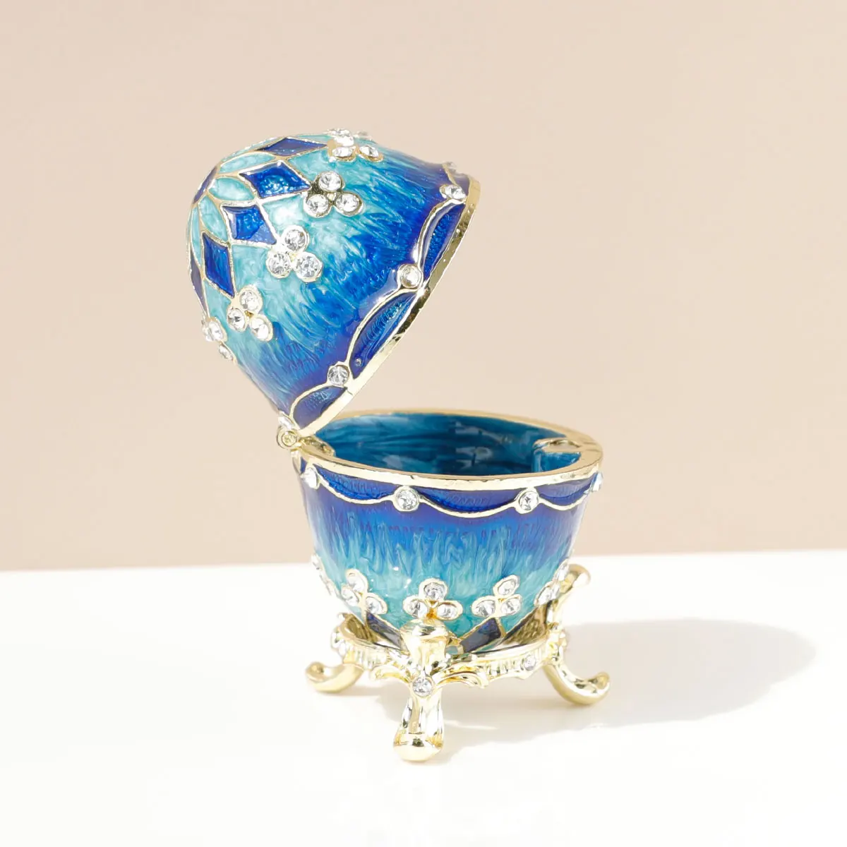 アンティーク雑貨 Vintage Egg Jewellery Box Vintage Egg Shaped Jewelry Box Enamel Trinket Box with