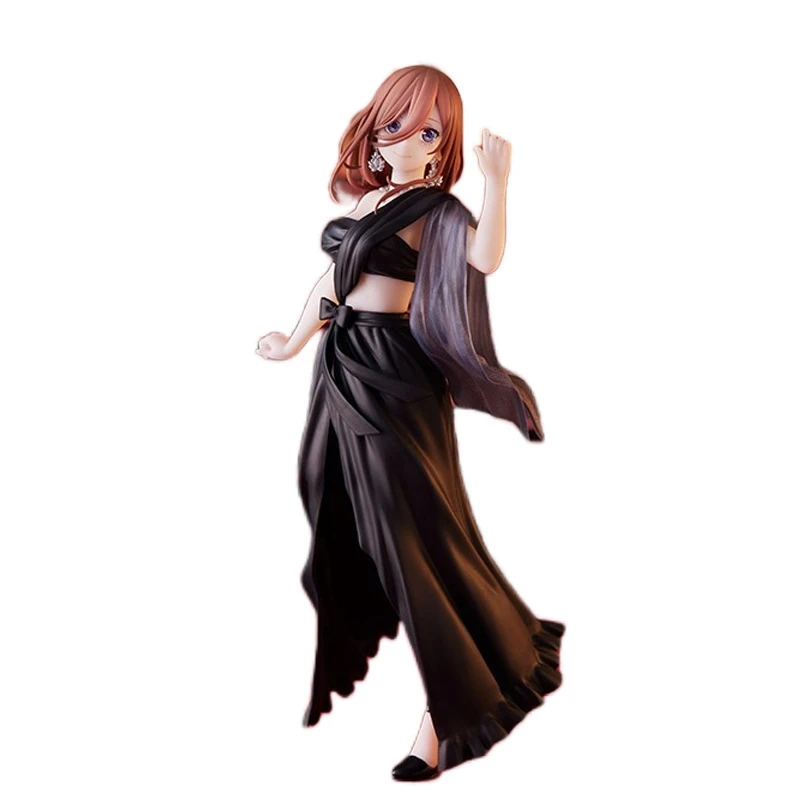 

19cm The Quintessential Quintuplets Anime Figure Nakano Miku Action Figures Black Evening Dress Standing Collection Model Toys