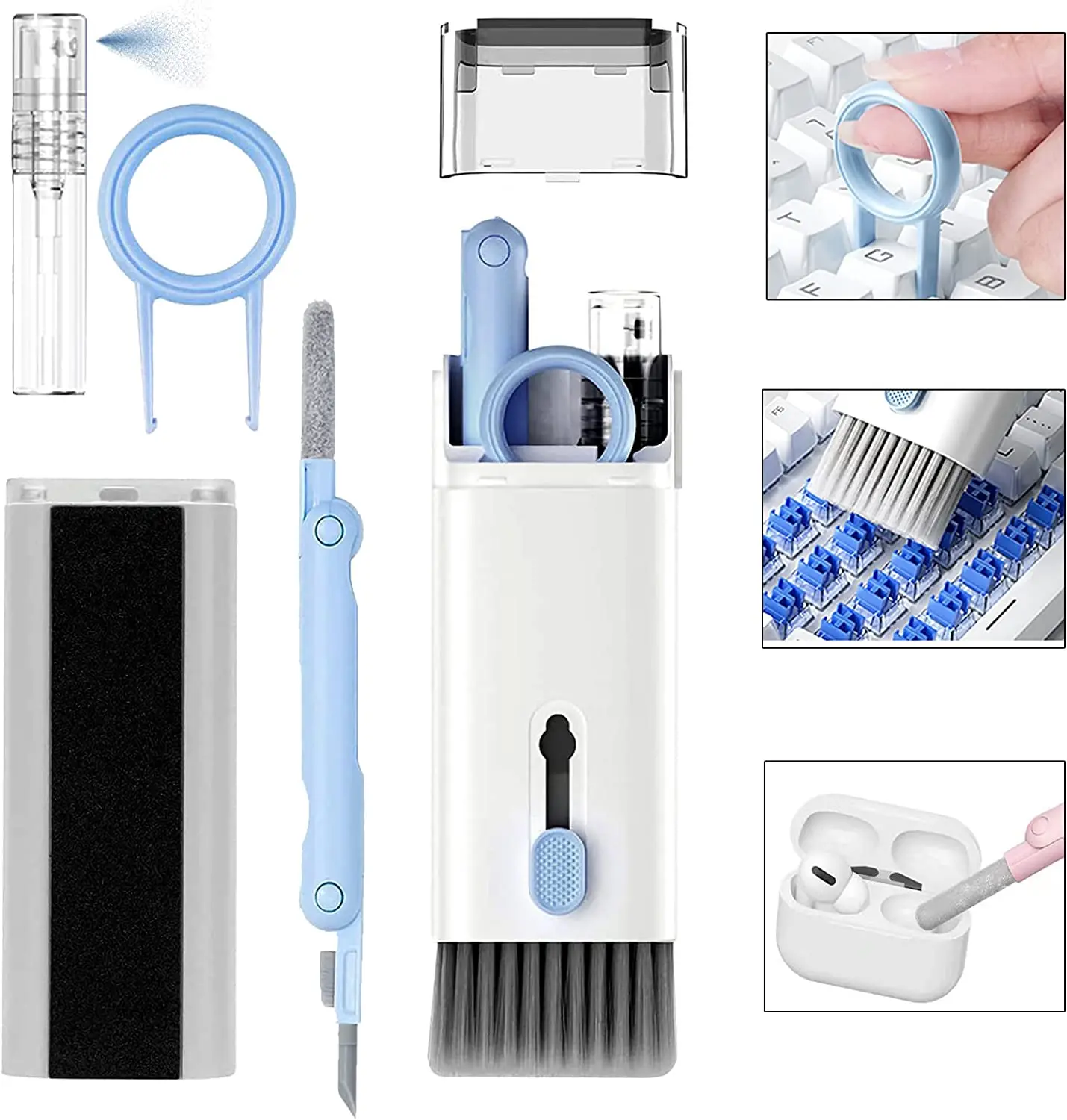 Computer Keyboard Cleaner Brush Kit Fone de Ouvido Caneta de Limpeza para Fone de Ouvido Ipad Phone Cleaner Keycap Puller Kit 7-em1