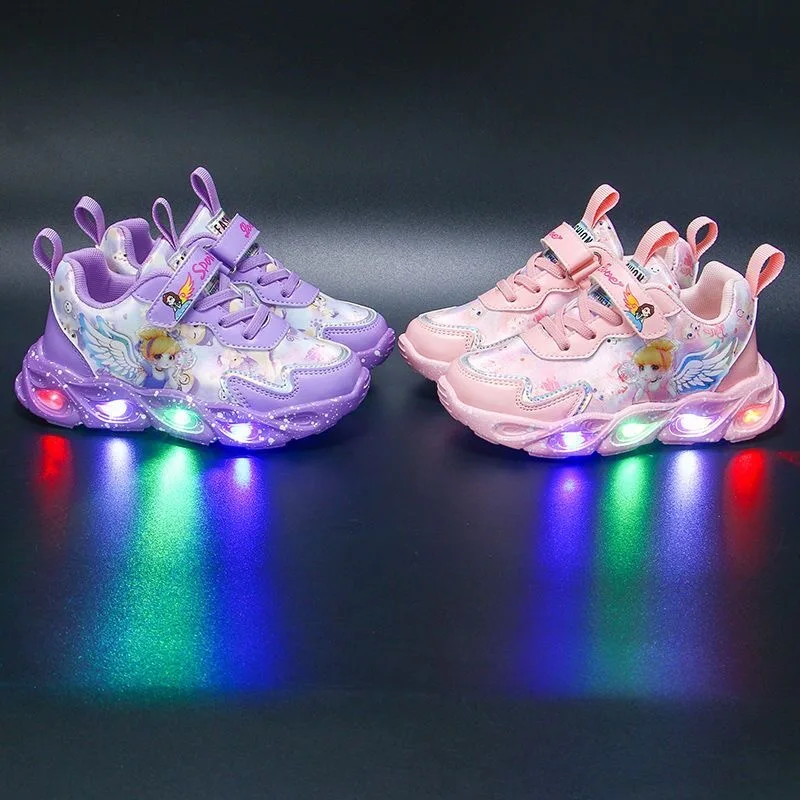 Girls Spring Fashion Luminous LED Sneakers Toddler Casual Sports Shoe Children Winter Warm Soft Footwear Size 22 to 36 kids shoes red sneakers