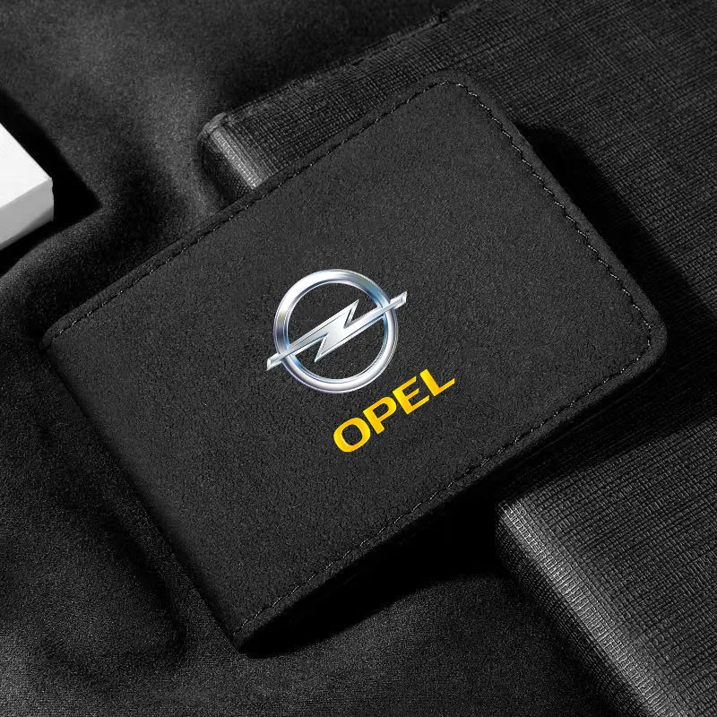 For Opel OPC Zafira b Corsa d Insignia Mokka Regal Astra Suede Driver License Holder Card Bag Driving Documents |