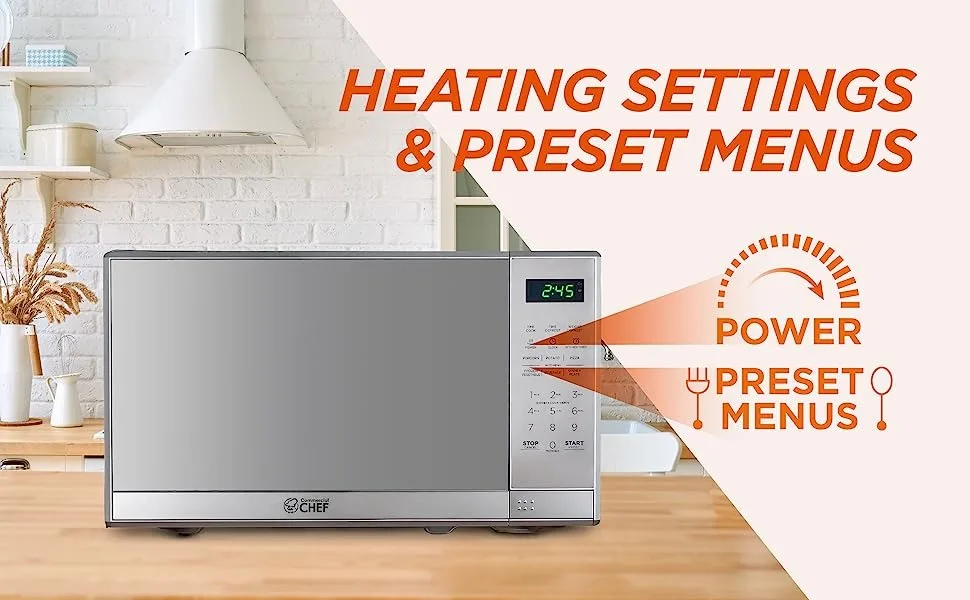 powerful microwave with 6 heat settings countertop