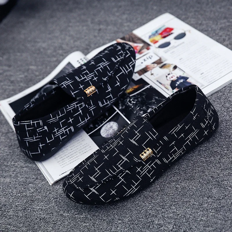 Casual Leather Shoes Man Non-slip Solid Color Flat Shoes Spring Autumn New Breathable Men's Peas Shoes British Casual Sneakers