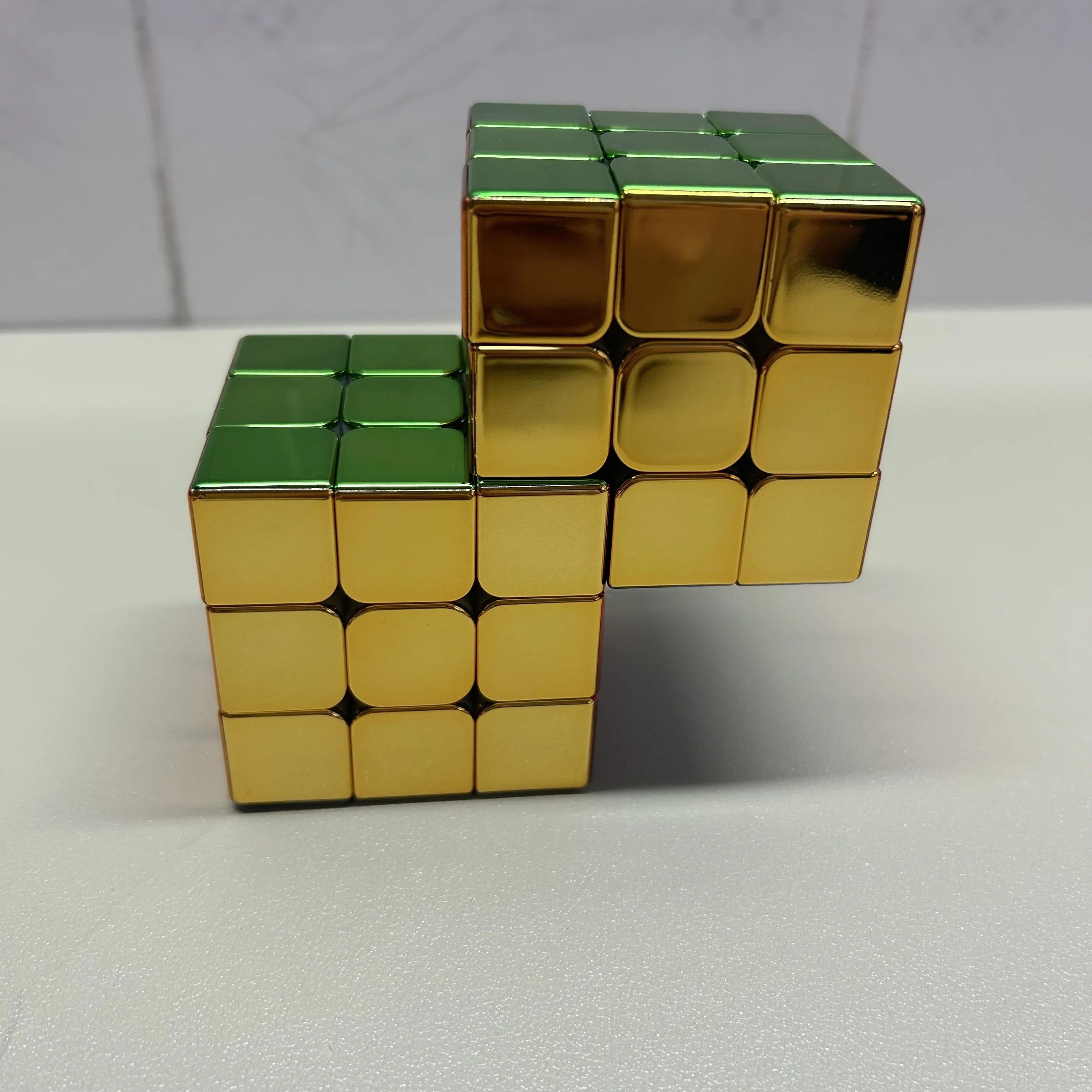 캘빈의 퍼즐 3x3x3 큐브 결합 큐브 3x3 더블 큐브 버전 III 금속 스티커 없음(융합) 어린이 교육 장난감