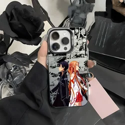 Anime - Inspired Asuna x Kirito Laser Metallic Aurora Phone Case - Black & Purple Matte Finish - iPhone 14 (Z1)