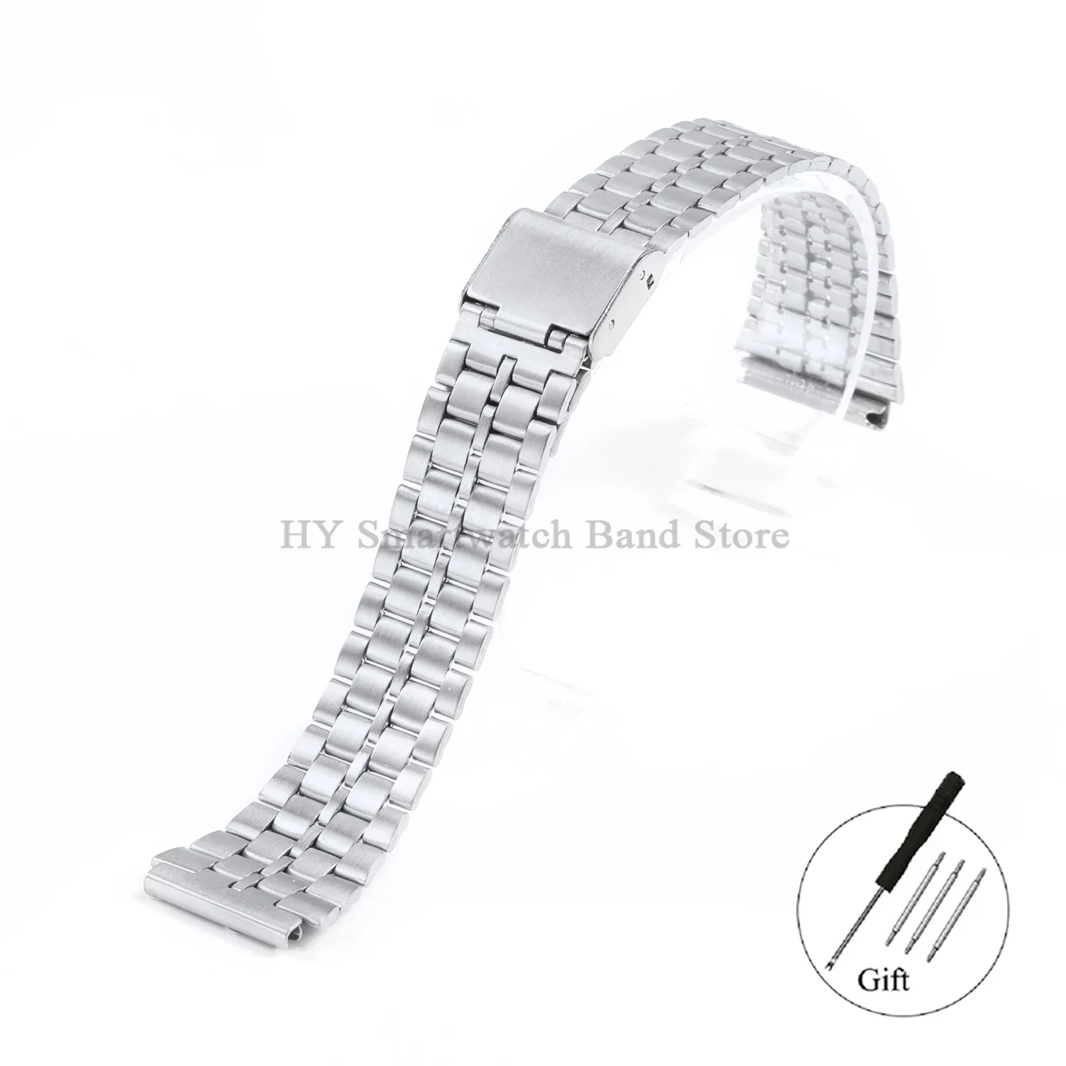 Classic Stainless Steel 18mm Metal Watch Strap - Timeless Small Square Bracelet Design