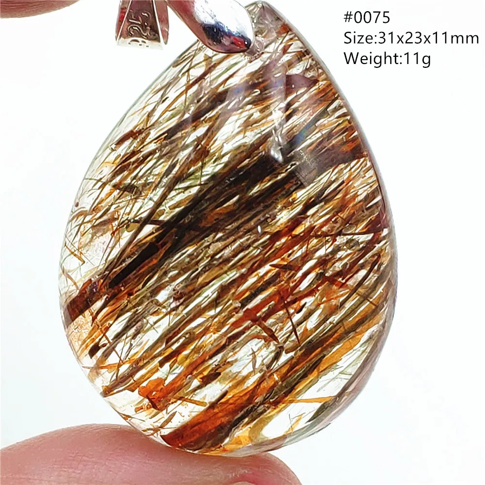 

Natural Black Super 7 Seven Copper Rutilated Quartz Pendant Gold Green Rutilted Necklace Fashion Rare Women Men Jewelry AAAAAA