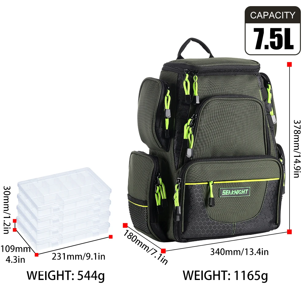 SeaKnight Brand SK004 Fishing Bag 25L 7.5L Large Storage Multifunctional  Bag Water-Resistant Backpack Outdoor Fishing Tackle Bag