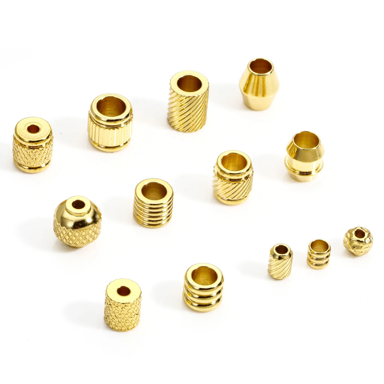 

10PCs/lot Stainless Steel Loose Beads Striped Big Hole Spacer Beads Gold Color For Diy Bracelet Necklace Jewelry Making Supplies