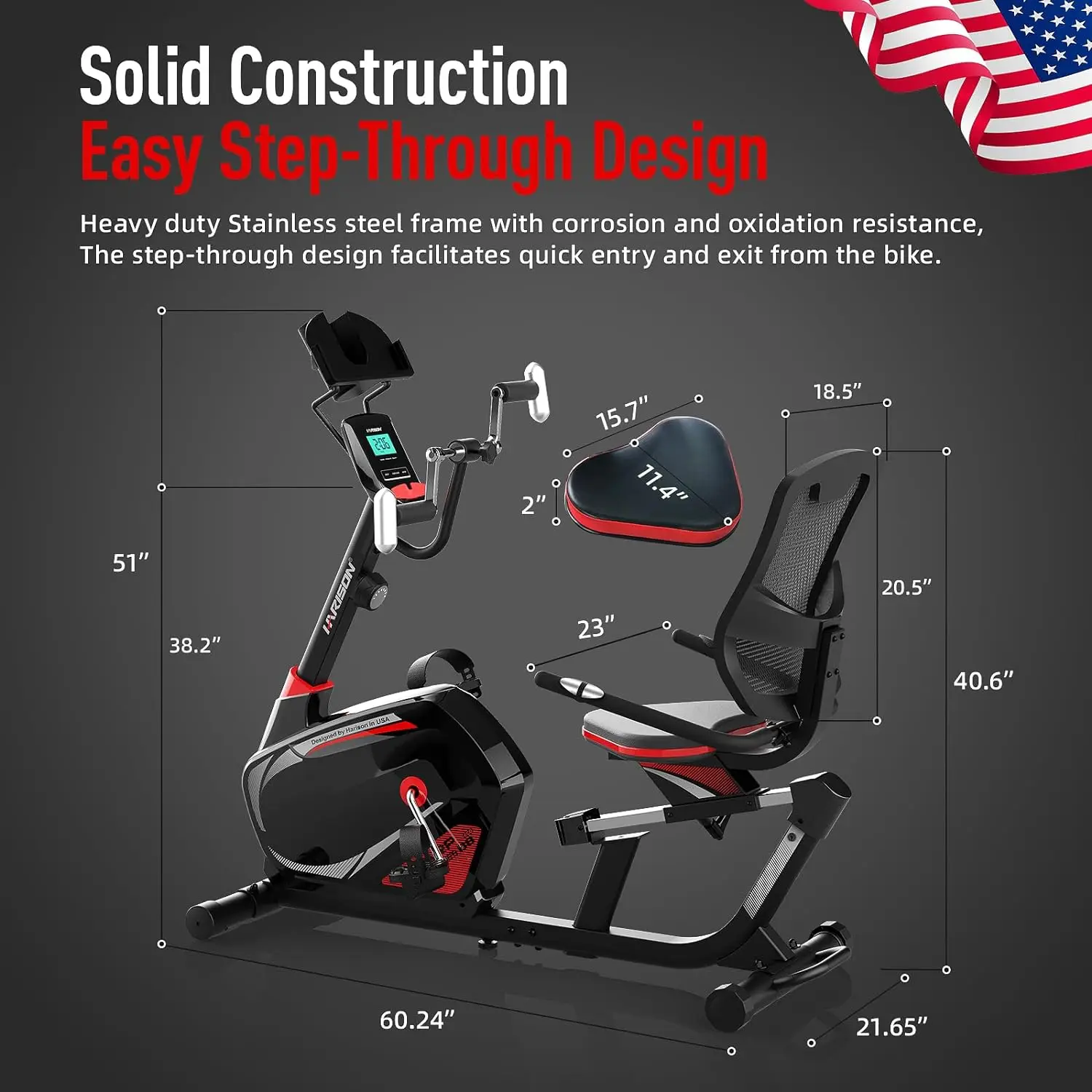 Magnetic Recumbent Exercise Bike with Arm Exerciser, Recumbent