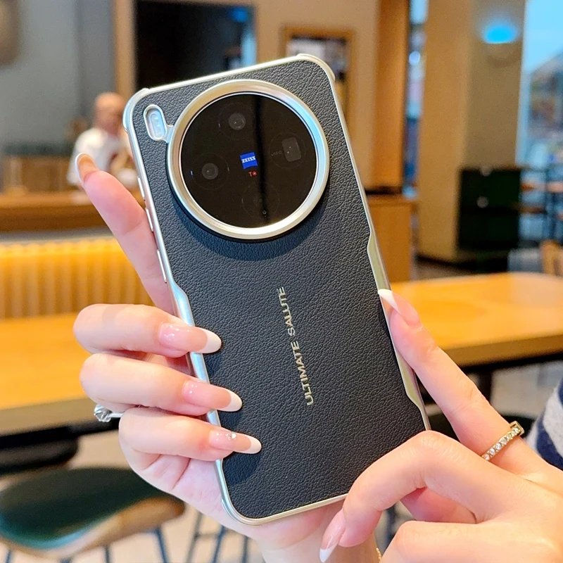 Premium PU Leather Magnetic Wireless Charging Protective Back Cover Case