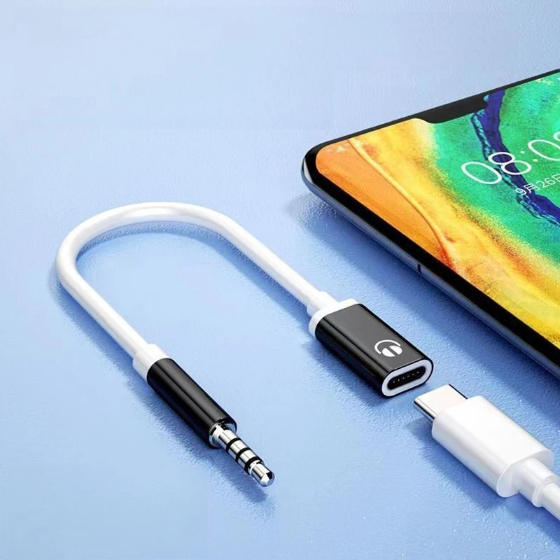 Headphone Adapter Cable 1pcs 3.5mm Male To Type-C Female Headphone Aux Cable Converter Type-C To Flat Headphone Round Head Adapter Cable