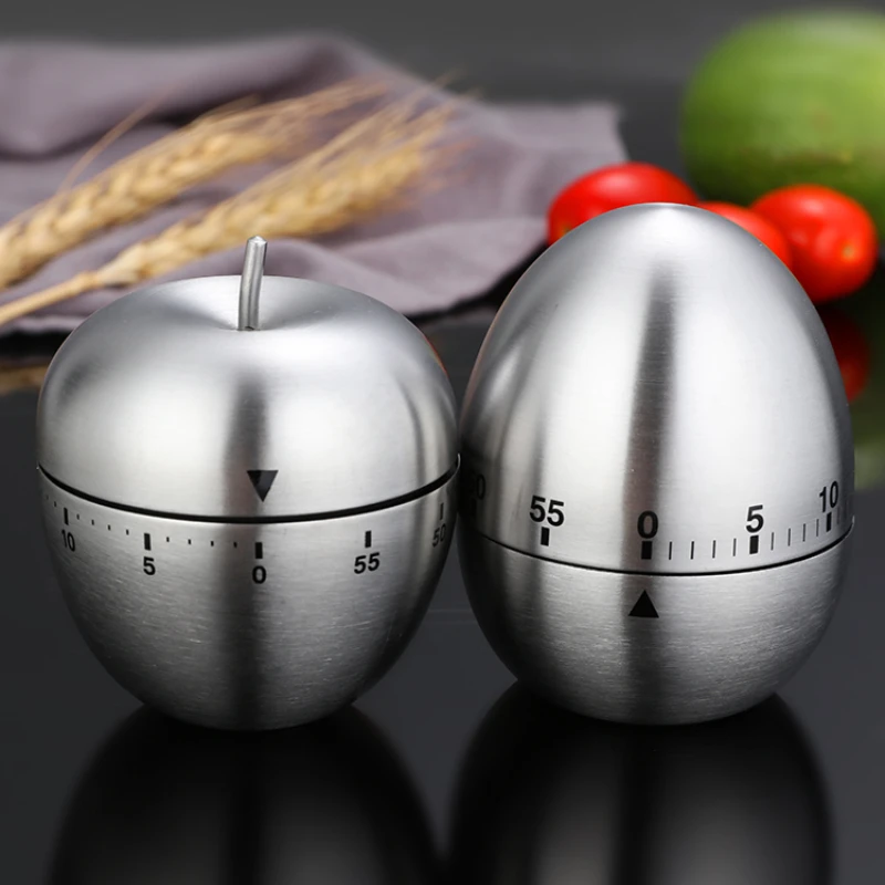 

Kitchen Timer Stainless Steel Egg 60 Minutes Mechanical Alarm Time Clock Counting cute kitchen egg timer Cooking Tools