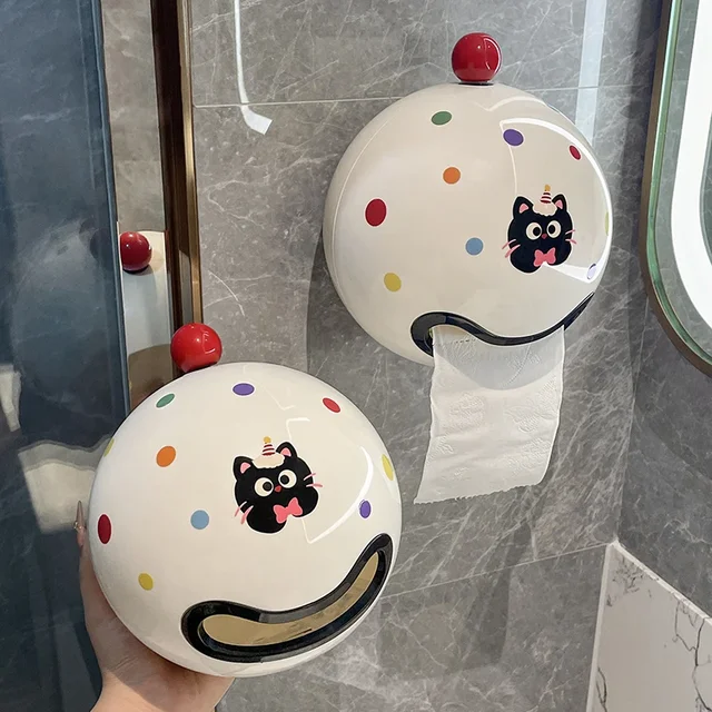 ที่ใส่ทิชชู่ติดผนังชั้นเก็บกระดาษม้วนห้องน้ํากล่องเก็บของกันน้ําแบบไม่เจาะรูอุปกรณ์ห้องน้ํา 1