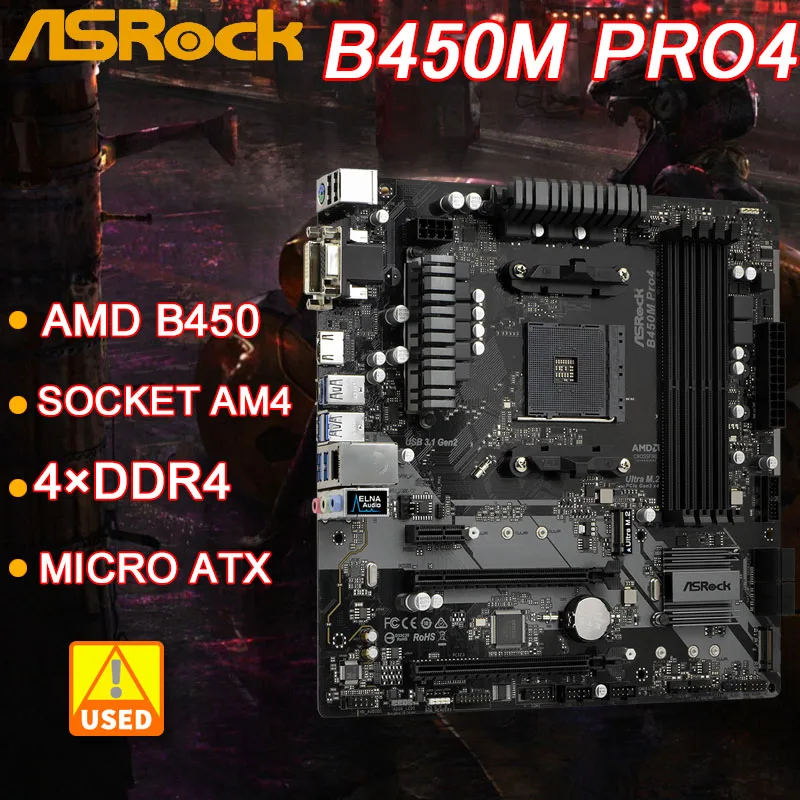 B450M Motherboard ASRock B450M Pro4 Motherboard Socket AM4 DDR4 PCIE 3