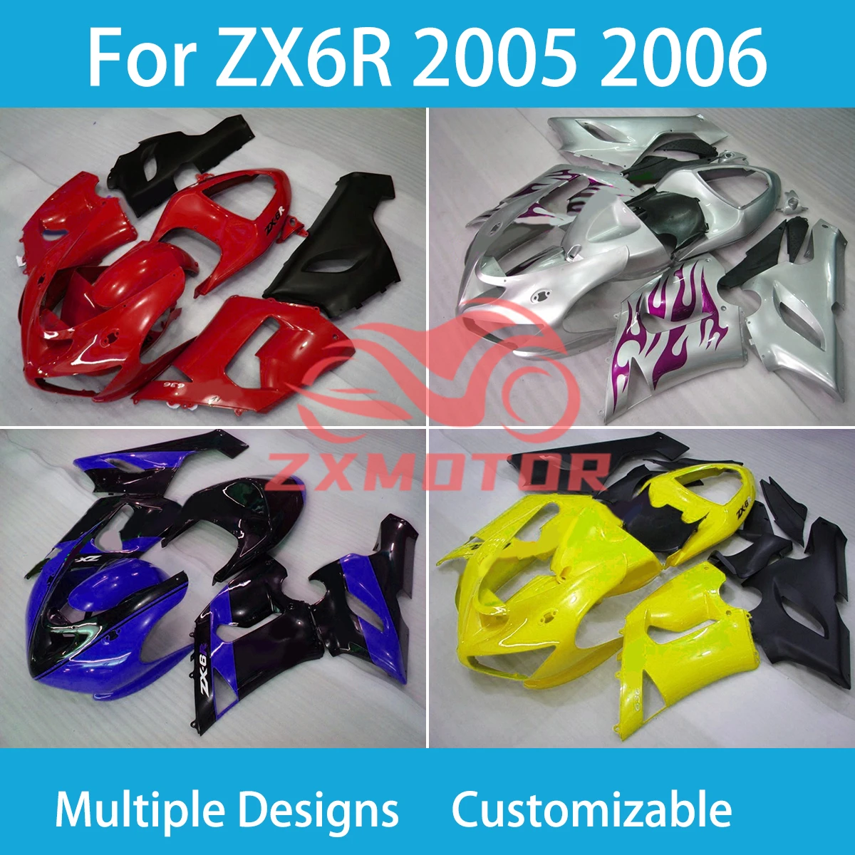 

Обтекатели корпуса подходят для Kawasaki Ninja 636 ZX6R 2005 2006 высококачественный комплект обтекателей из АБС-пластика ZX 6R 05 06
