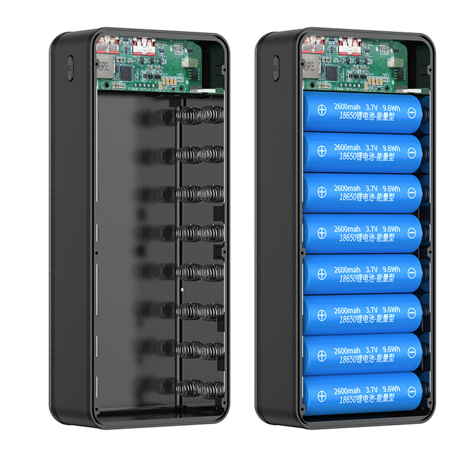 22.5W Fast Charging 15W Wireless Charging Power Bank Battery Holder + Camping Lamp 16*18650 20000mAh Power Bank Case DIY Shell