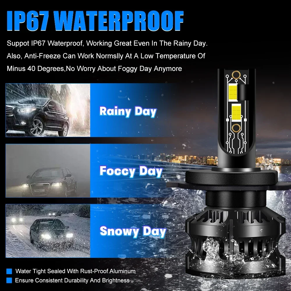 2개 Z8 60W H7 H4 LED 헤드라이트 HB3 HB4 9005 9006 H8 H11 H16(JP) 9007 9004 H13 9008 9012 HIR2 LED 전구 자동차 헤드램프 12V 6000K