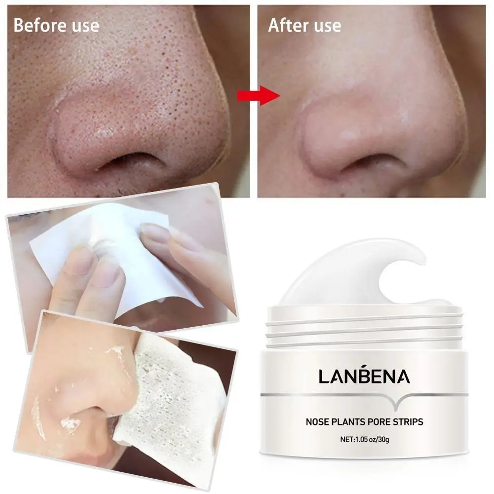 30g LANBENA Blackhead Remover Cream Paper Plant Pore Strips Nose Acne Cleansing Black Dots Peel Off Mud Mask Treatments Skin pack of 80 lanbena blackhead paper pores strips cleaning pad stickers skin care remover accessories travelling