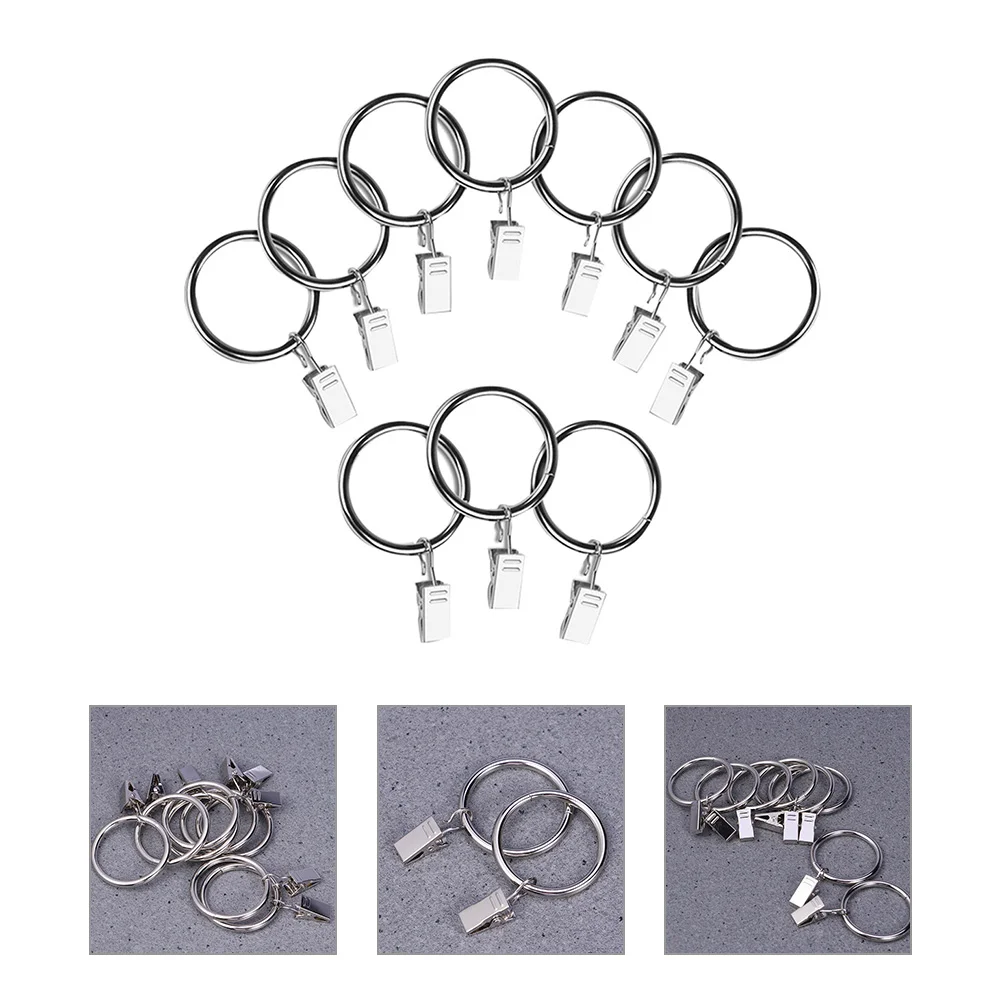 

10 Pcs Window Coverings Circle Curtain Clips Clips Shower Ring Rings Creative with Iron Metal