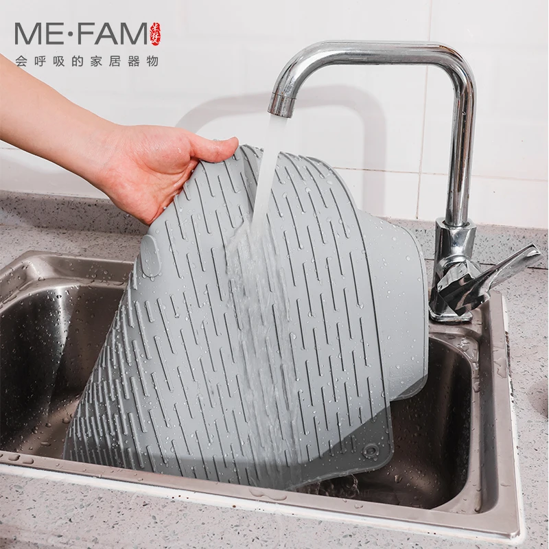 Dark Gray Silicone Dish Drying Mat/Trivet For Kitchen Counter