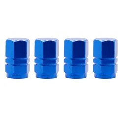 Aluminum Alloy Tire Valve Caps - Waterproof Air Dust Covers (Set of 4) (Blue 4Pcs)