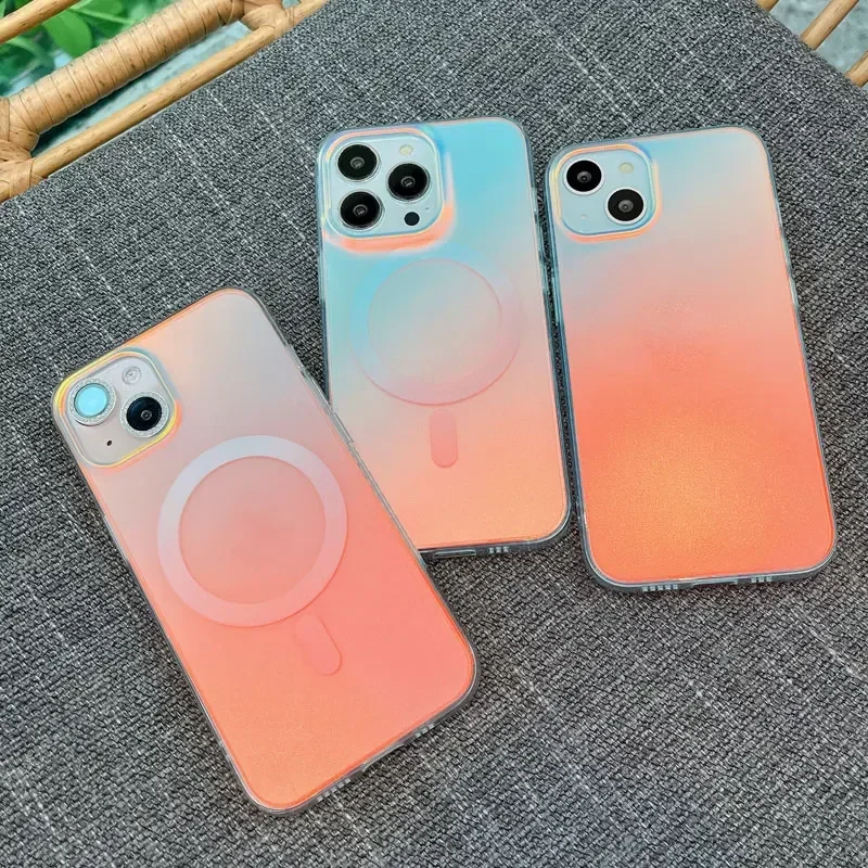 Aurora Gradient Laser Hard PC Magnetic Magsafe Phone Case